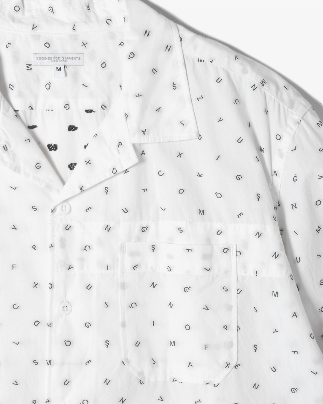 Camp Shirt - White Cotton Alphabet Embroidery ¥36,300