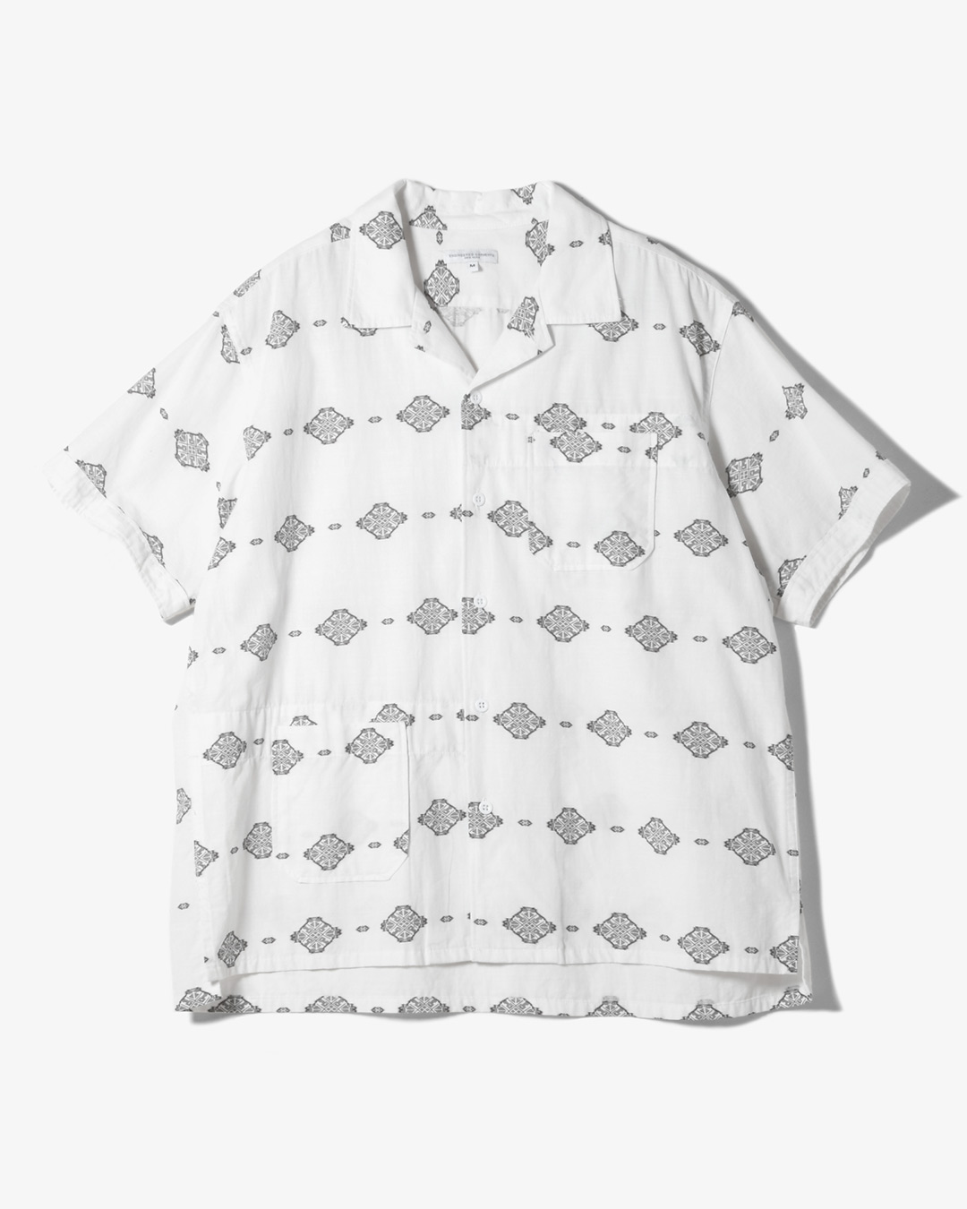 Camp Shirt - White/Black Cotton Ikat Print ¥34,100