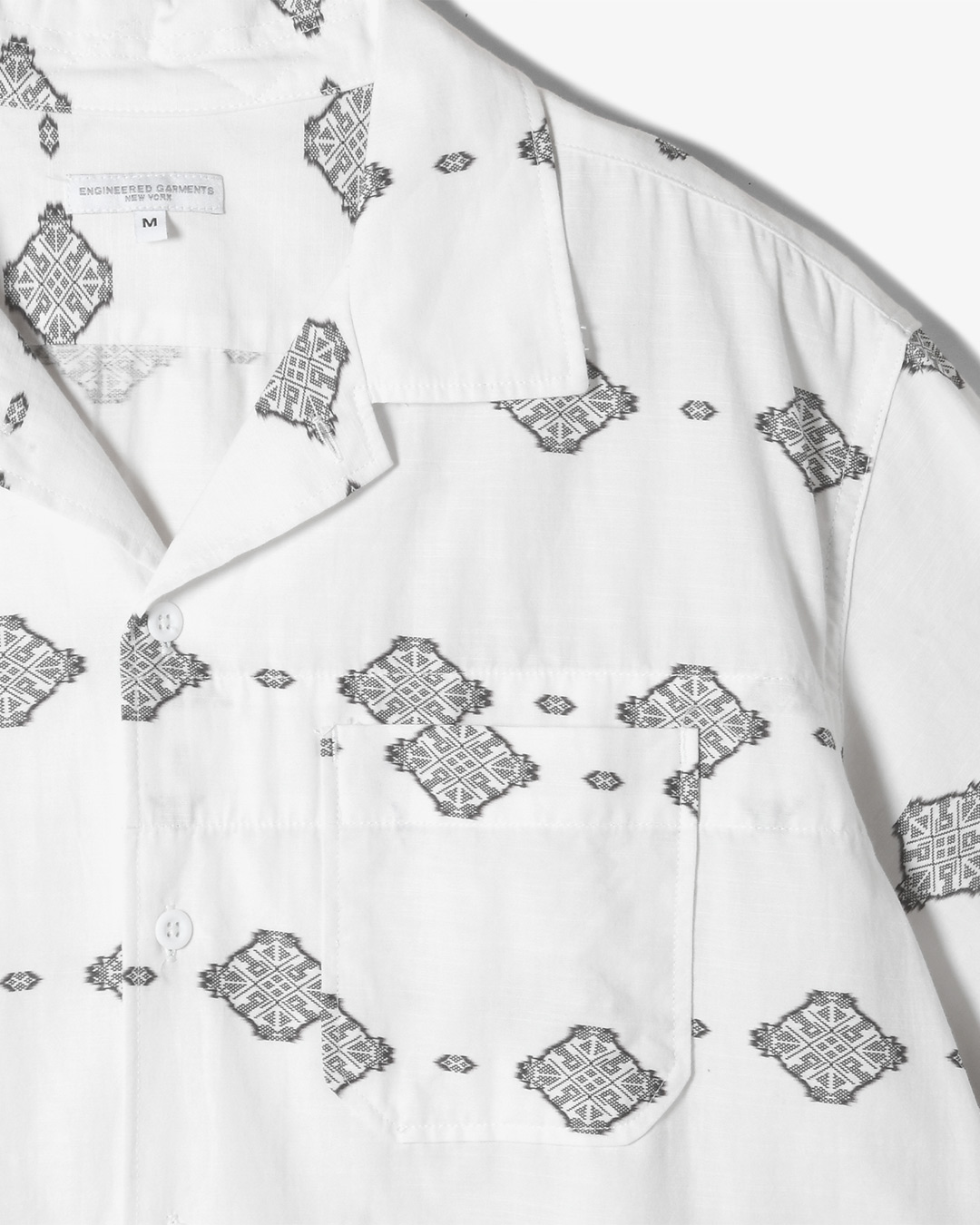 Camp Shirt - White/Black Cotton Ikat Print ¥34,100