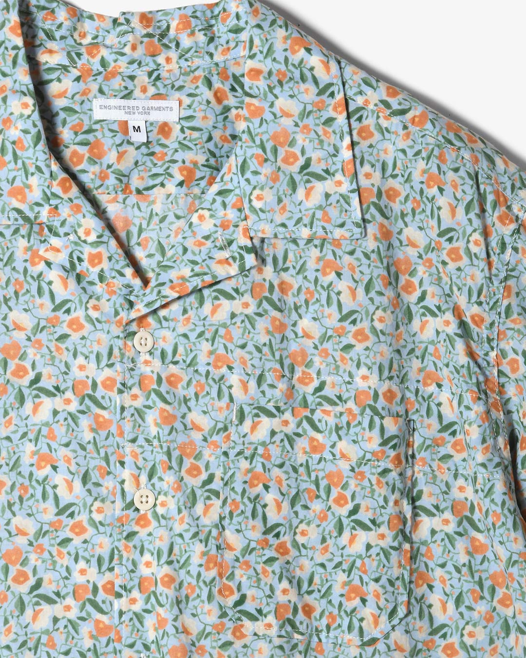 Camp Shirt - Blue Small Floral Cotton Lawn ¥38,500