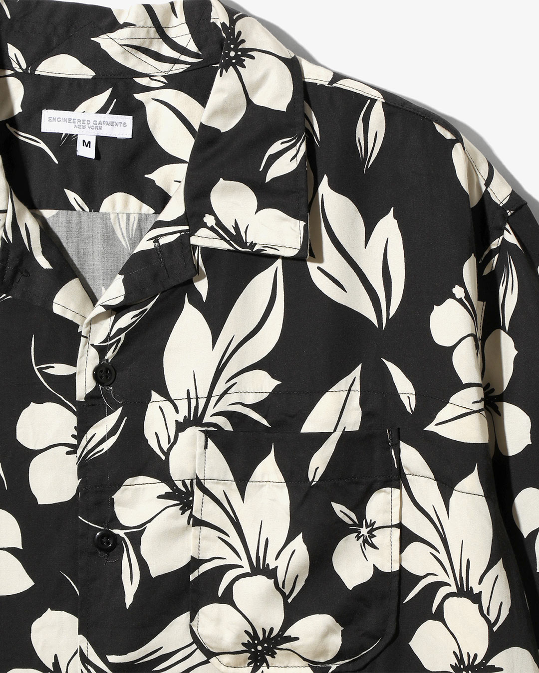 Camp Shirt - Black/Natural Tencel Floral Print ¥36,300