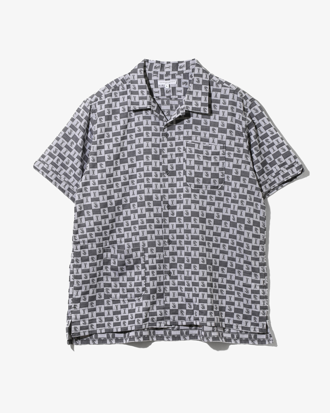 Camp Shirt - Grey Cotton Chess Jacquard ¥37,400