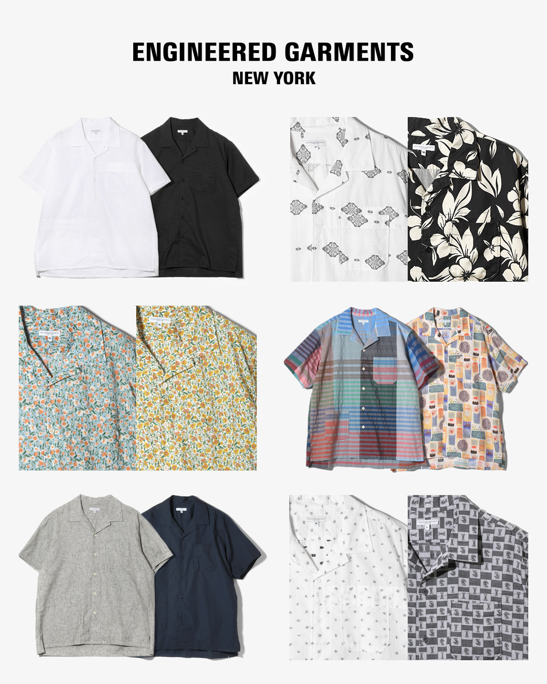 〈ENGINEERED GARMENTS〉多彩な素材で展開されるオープンカラーシャツ